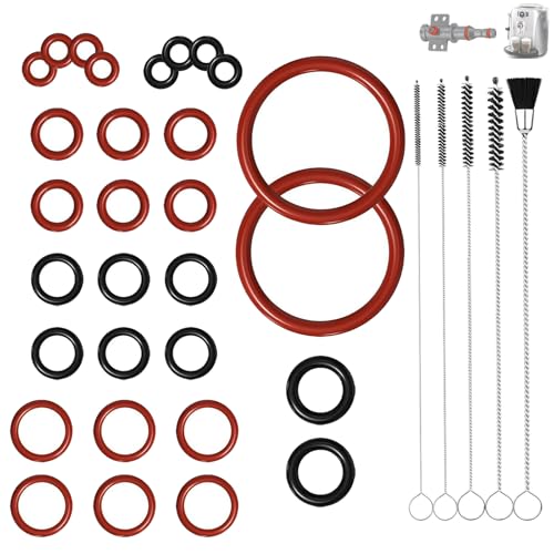 JIHXYER Silikon-O-Ringe für Philips Saeco Kaffeemaschinen, 30er-Pack, inkl. Reinigungsbürsten-Set, für Stützventil Dampfventil Brühgruppe Auslassventil