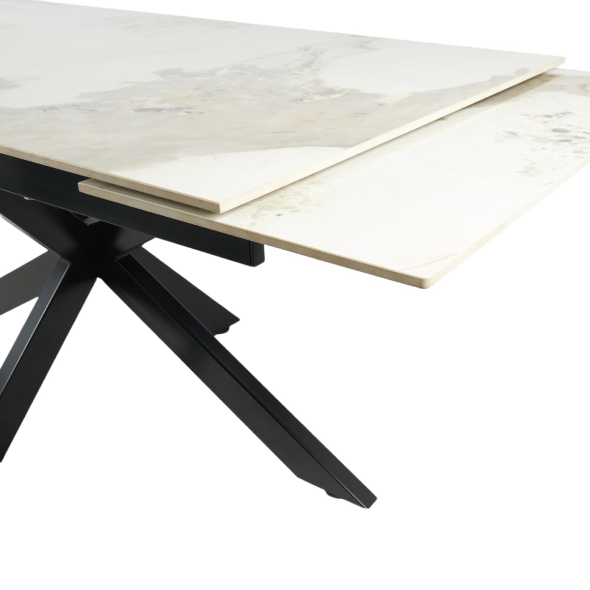 MarinelliGroup Tavolo allungabile in ceramica da 160 cm a 240 cm top da 12 mm gambe in acciaio Starstone (Calacatta Brown)