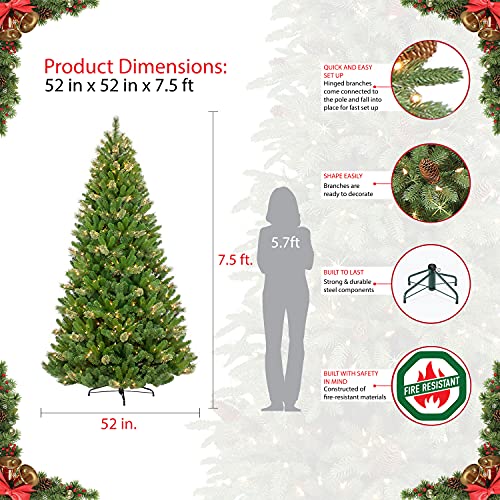 Puleo International 277-TTP-75C6 7.5 Foot Pre-Lit Teton Pine Artificial Christmas Tree thumb #5