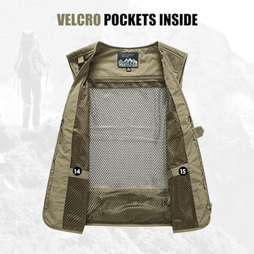 Image of AOTORR Mens Outdoor Work Safari Cargo Photo Travel Fishing Vests for Men with Multi-pockets