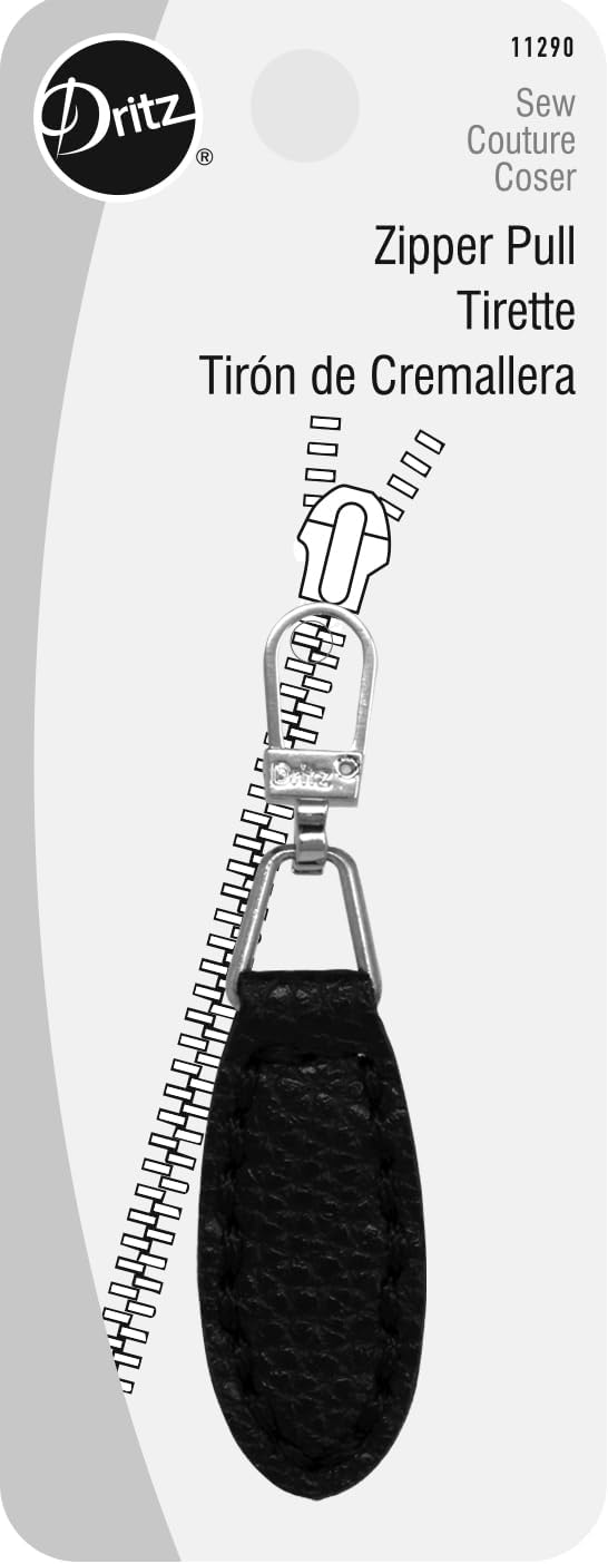 Dritz Zipper Pull, Black Leather