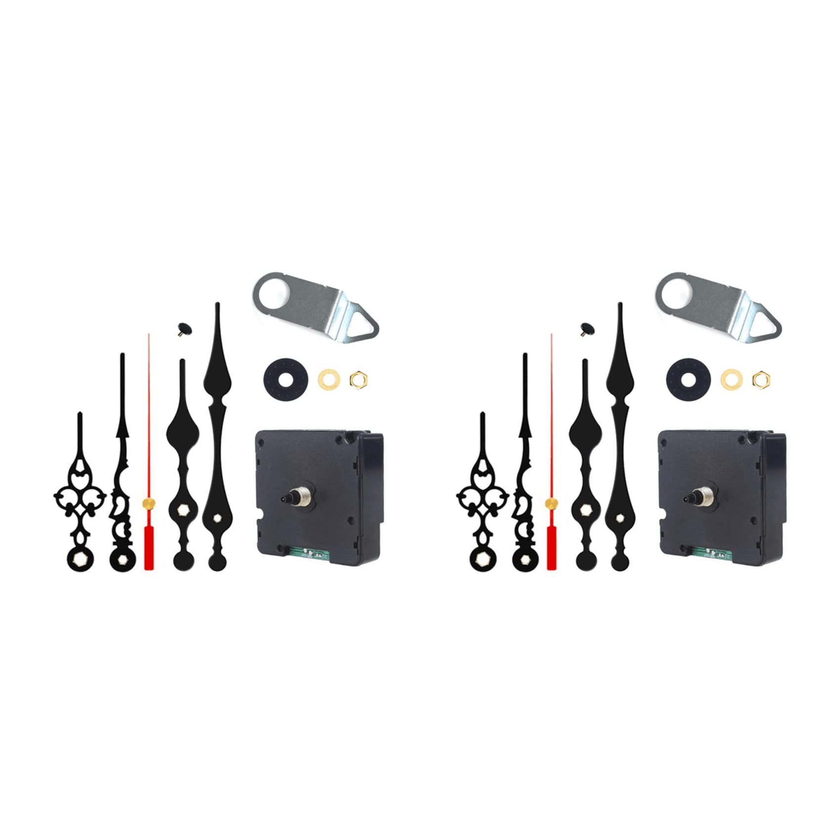 2x Movimento Orologio Radio Controllato DCF Silenzioso (NON Ticchetta) - Kit Fai Da Te Con Lancette Per Riparazione E Sostituzione