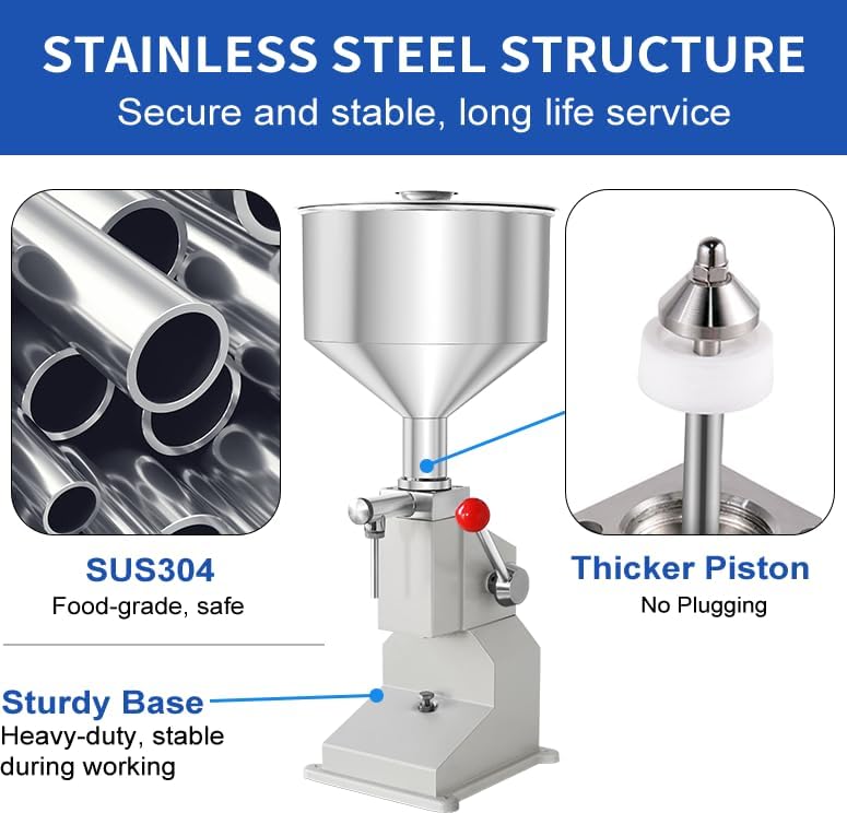 ZONEPACK Manual Filling Machine 9L Hopper Honey Cream Sauce Lotion Jam Peanut Butter 5-50ml Paste Filler