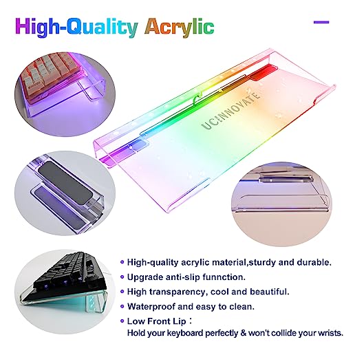 Image of UCINNOVATE Dream Color Acrylic Computer Keyboard Stand, LED Backlit Keyboard Tray, Gaming Keyboards USB Interface Titled Keyboards Stand for Easy Ergonomic Typing and Working Office Desk, Home