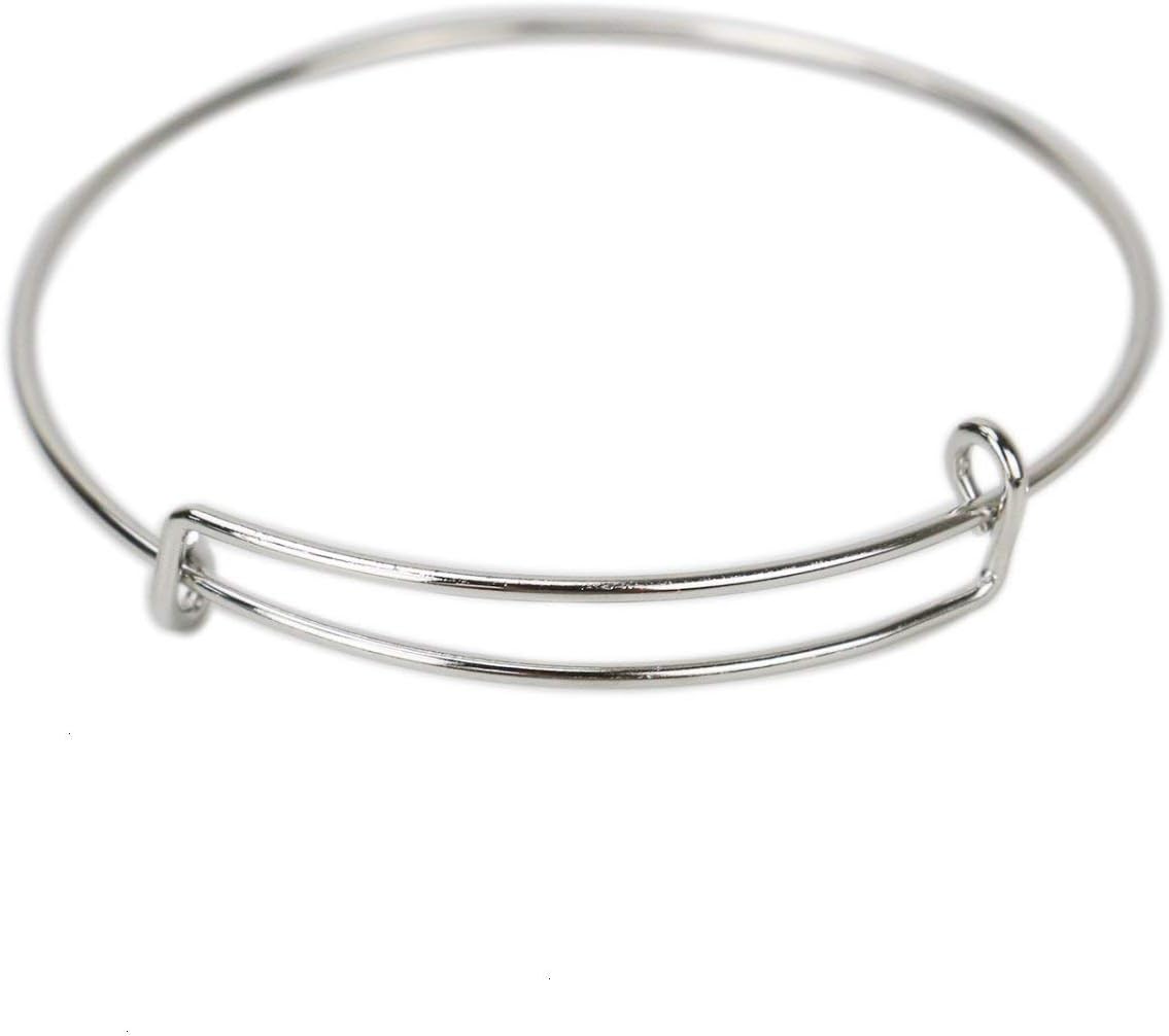 15 PCS Expandable Bangle Bracelet, Adjustable Wire Blank Bracelet Expandable Bangle for DIY Jewelry Making, Silver