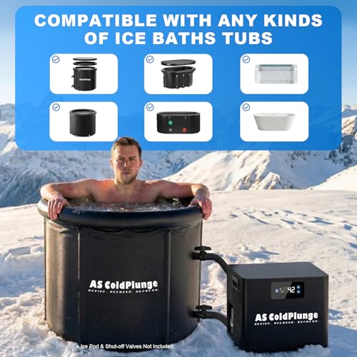 Image of AS ColdPlunge Ice Bath Water Chiller for Cold Plunge Tubs, 1 /3 HP Cold Plunge Chiller with Built-in Filter & Pump, Submersible Pump, Insulated Hoses, Ideal for Ice Bath Cold Therapy Recovery 110V