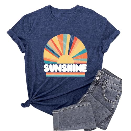 Vacay Mode T-shirts pour femmes d'été plage hawaïenne vacances vacances vacances croisières escapades t-shirts, Shirt-h Bleu marine, Taille L