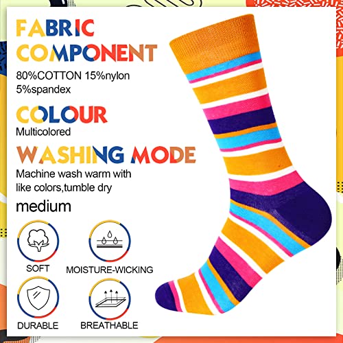 15 Pairs Funny Striped Colorful Casual Socks Men's Dress Cotton Crew Socks Crazy Novelty Gifts for Men Birthday Christmas Work Hiking Walking Outdoor Warm and Soft4