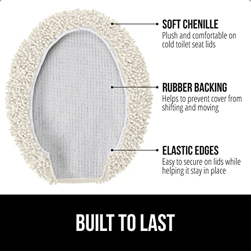 Image of Gorilla Grip Original Shag Chenille Bathroom Toilet Lid Cover, 19.5 Inch x 18.5 Inch Large Size, Machine Washable, Ultra Soft Plush Fabric Covers, Fits Most Size Toilet Lids for Bathroom, Ivory Cream