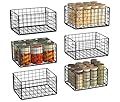 X-cosrack Metal Wire Basket Pantry Baskets Foldable Cabinet Organizers with Handles-6 Pack-12"x9"X6", Food Storage Freezer Organizer Bins for Kitchen Bathroom Laundry Closet Garage - Patent Design