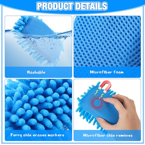 Image of Sherr 18 Pcs Microfiber Shag Magnetic Dry Erase Erasers Washable Whiteboard Eraser Bulk Colorful White Board Eraser for Chalk Markers Home Office(Rainbow Color)