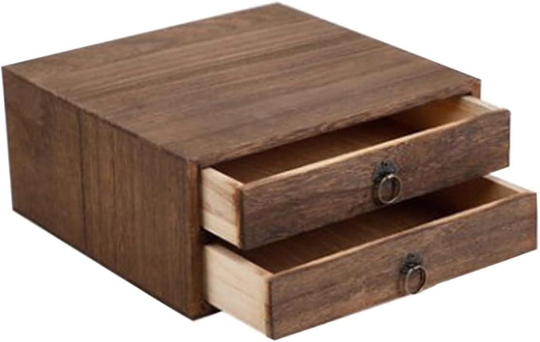 1Set High Vintage Wooden Tea Box for Pu Er Tea Storage Stylish Tea Box Organizer for Loose Tea and Tea Cakes Elegant Desktop Tea Storage Solution