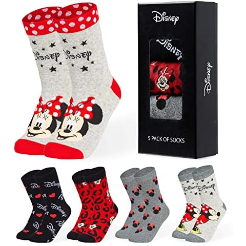 Disney Calcetines Mujer Divertidos, Pack de 5 Calcetines Estampados Cover