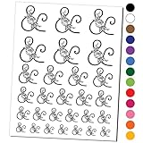 Rose Typewriter Font Ampersand Temporary Tattoo Water Resistant Fake Body Art Set Collection - Black (One Sheet)