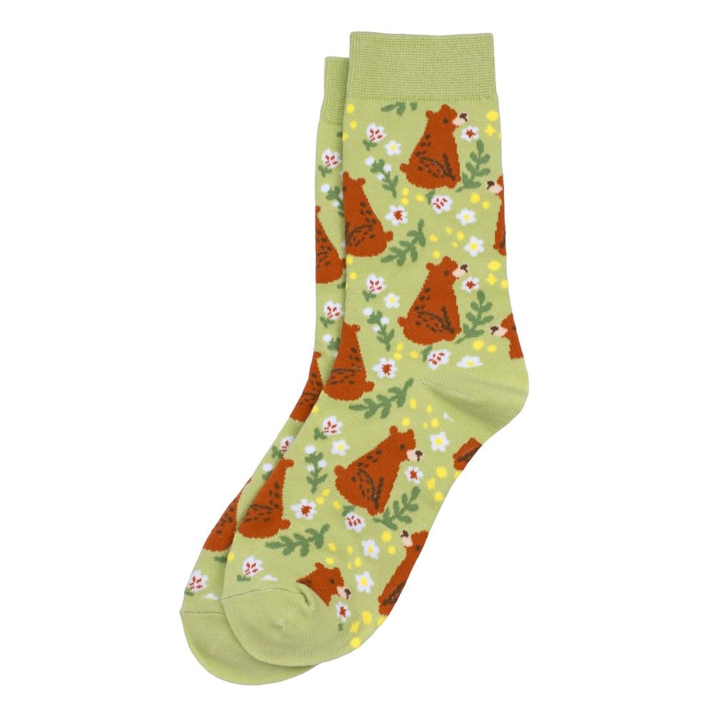 Joe Cool Unisex Green Socks Cotton & Spandex Woodland Bear Lime