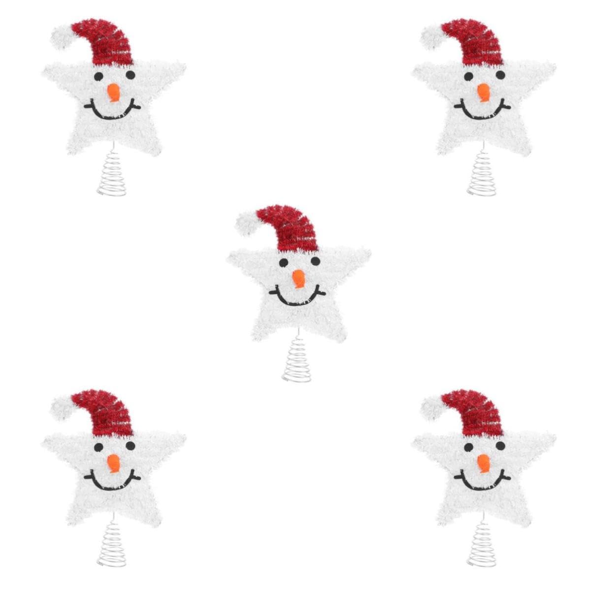 TOYANDONA 5 Stück Schneemann Weihnachtsbaumspitze Stern aus Metall für