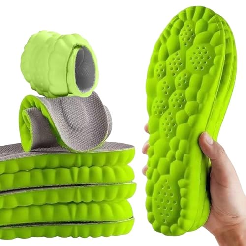 2 Pairs Insoles for Women Men - U-Shape Memory Foam Insoles - Super Soft 4D Cloud Insole for Anti Fatigue, Shock Absorption, Foot Pain Relief (Green, Men: US 8-11)