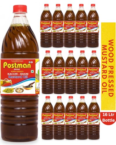 Image of Postman Wood Pressed Mustard Oil 15L+1L Extra | Combo Pack of 16L Kaachi. Ghani Sarso Tel