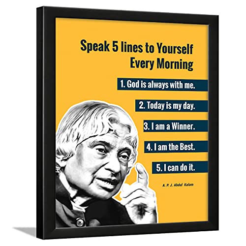 Image of Chaka Chaundh - Suitable Abdul kalam photo frames for wall - motivational quotes frames - poster with frame - Abdul kalam poster for wall - Quotes wall frames - (14 X 11 Inches) (Yellow-APJ), Acrylic