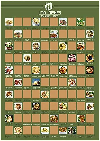 nobrang 100 Listing Scratch Off Menu Poster ,Scrumptious Meals Poster Wall Hanging Ornamental Poster for House, Dishes Listing