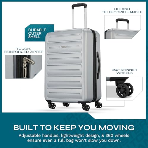 Image of American Tourister Westridge Hardside Luggage Set with Spinner Wheels, Silver, 3PC SET (CO /M /L)