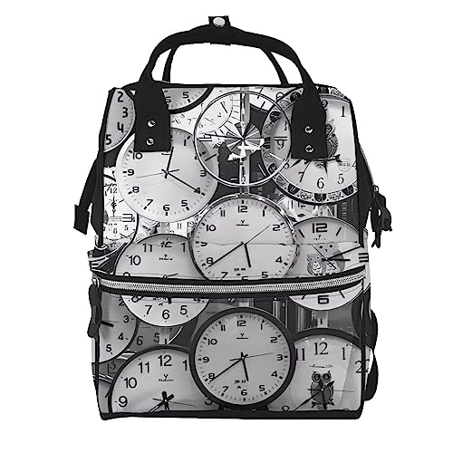 Sac à langer étanche et multifonction à grande capacité avec motif horloge