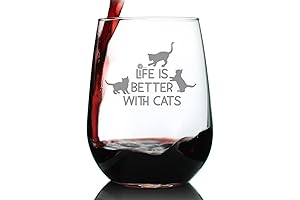 Life is Better with Cats Stemless Wine Glass: A Purr-fect Gift for the Feline-Loving Mama