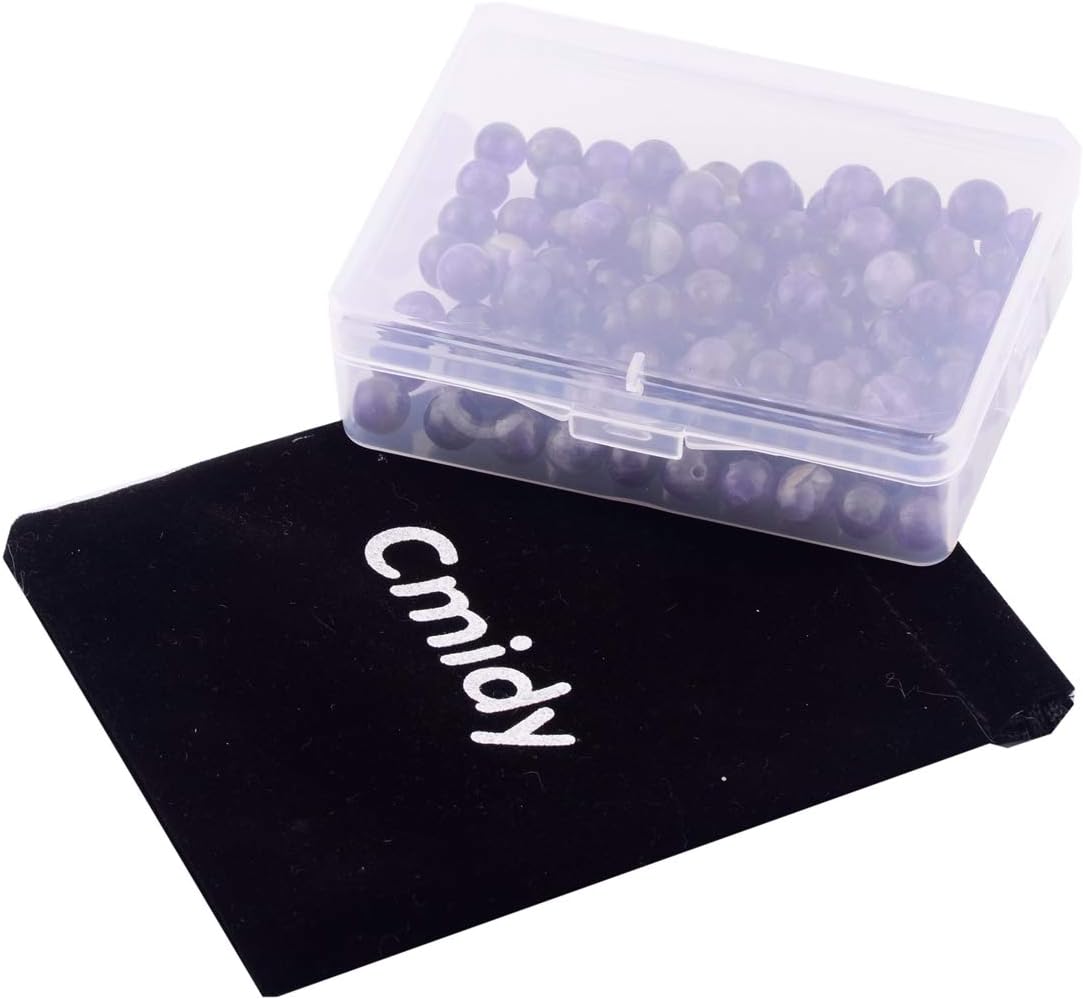 Natural Stone Beads 100pcs Round Genuine Real Stone Beading Loose Gemstones Hole Size 1mm DIY Smooth Bead for Bracelet Necklace Earrings Jewelry Making (Amethyst Purple, 6mm) - Image 7