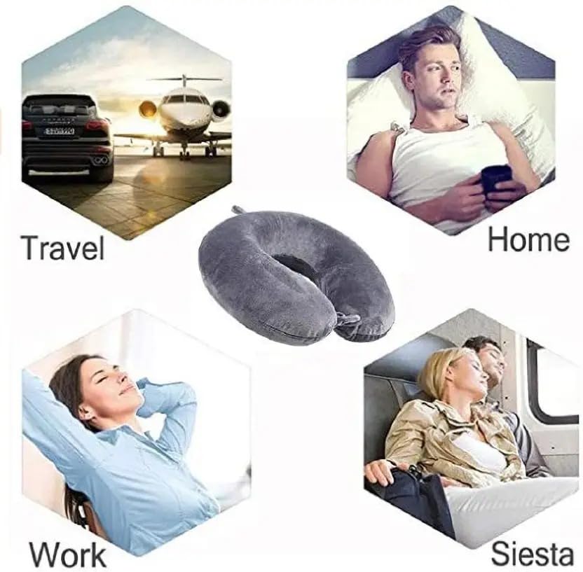 Image of zaxty Soft Fibre Filled Neck Pillow for Car, Train, Flight Travel, Neck Support Rest Pillow with Attachable Snap Strap | Pack of 1