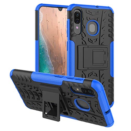 Galaxy A20 Case,Samsung A20 Case,Galaxy A50 Case,PUSHIMEI with Kickstand Hard PC Back Cover Soft TPU Dual Layer Protection Phone Case Cover for Samsung Galaxy A20/A30/A50 (Blue Kickstand case)