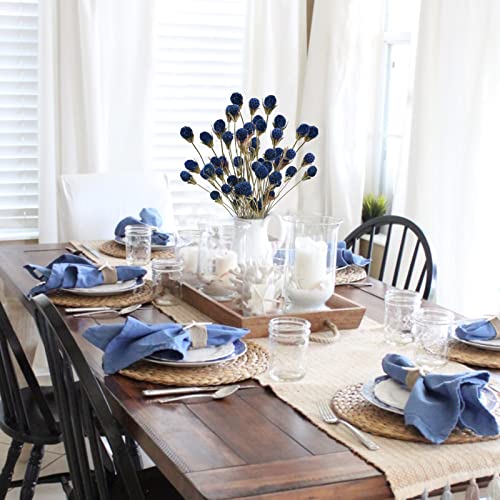 Xhxstore 40 Pcs Natural Dried Flowers Bouquet Bulk Blue Dried Craspedia Billy Button Balls Flowers Dried Floral Arrangements For Home Boho Vase Diy Kitchen Table Wedding Decor #TOP2