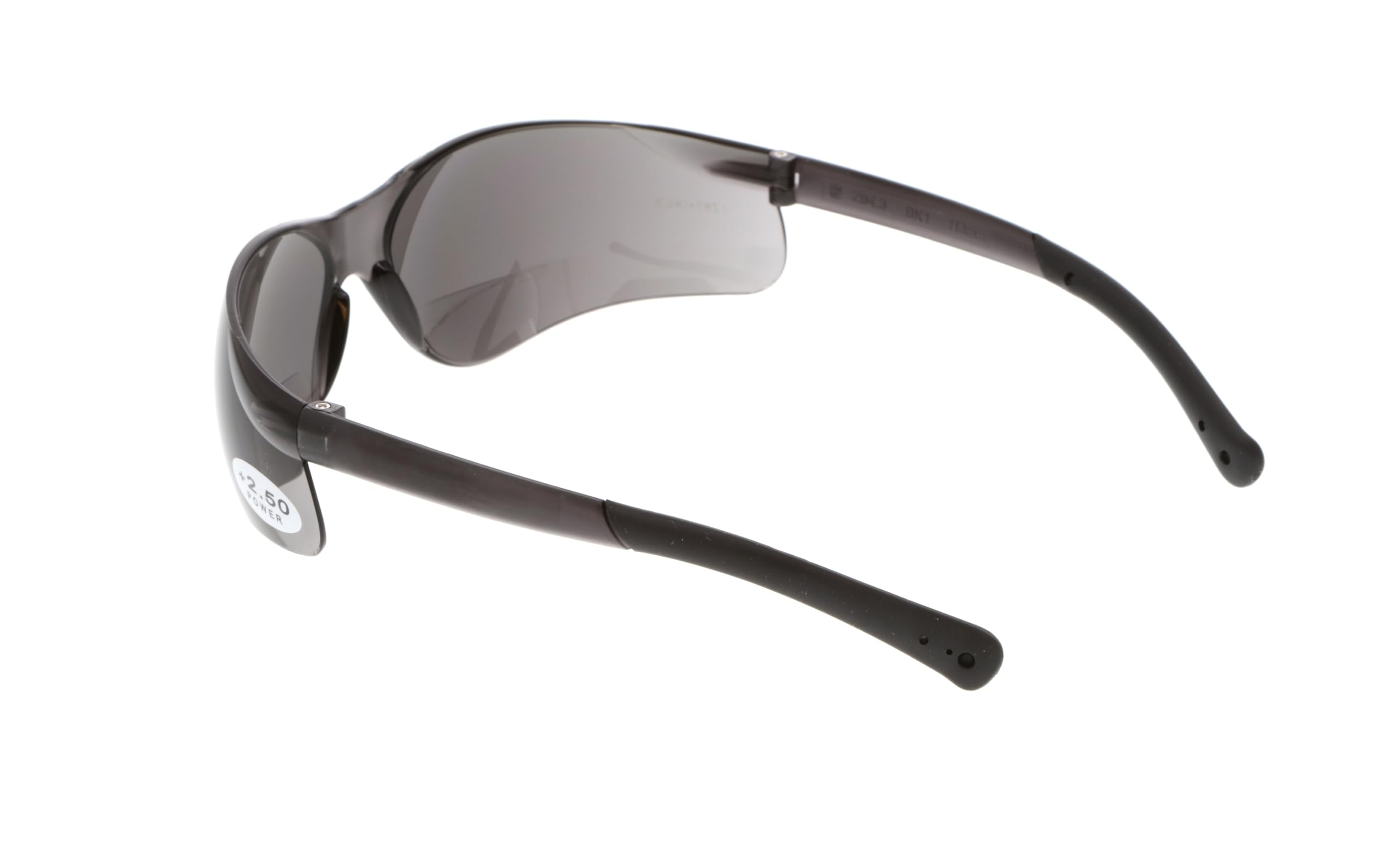 Crews BKH25G BearKat Magnifier Polycarbonate 2.5 Diopter Gray Lens Safety Glasses with Non-Slip Hybrid Black Temple Sleeve