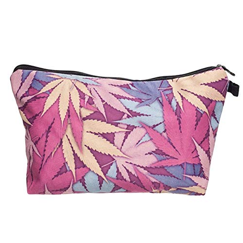 Preisvergleich Produktbild JoyRolly 1PcsMaple Leaf Print Handliche Schminktasche Kosmetiktasche Lippenstifte Taschen Polish Organizer Frauen Männer Teenager Mädchen Jungen Schwarz Rose Red