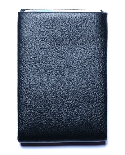 Slim Minimalist RFID Blocking Leather Wallets Credit Card Holder for Men and Women (Leather, Black)