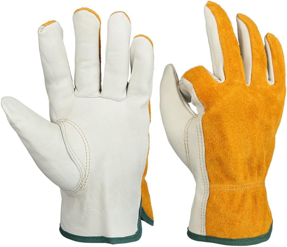 Work Gloves Leather Driver Safety Workers Welding Garden Driving Outdoor Sports Gloves(XL)