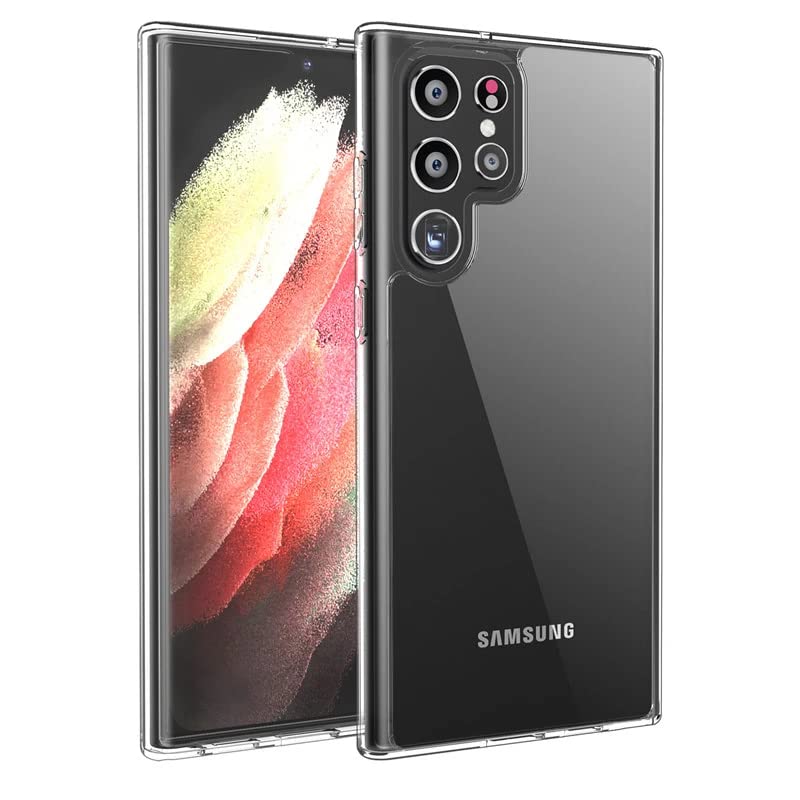 Image of Case Creation New Samsung S22 Ultra Premium Imported 0.3mm Crystal Clear Totu Silicone Transparent Flexible Soft Corner Protection with TPU Slim Back Case Color Cover for S22 Ultra