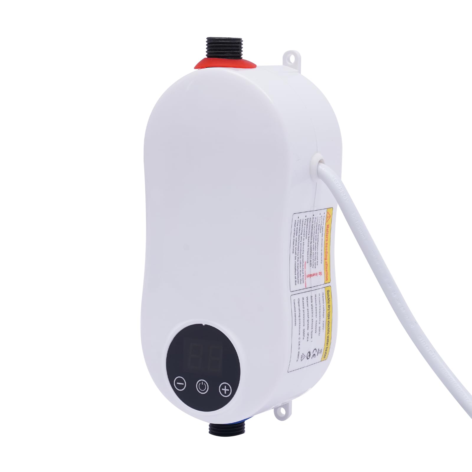 Scaldabagno elettrico istantaneo 5500 W Mini scaldabagno istantaneo con soffione doccia e indicatore LED Riscaldamento istantaneo Scaldabagno istantaneo per lavabo, cucina, bagno, IPx4 impermeabile
