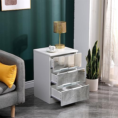 FurnitureHMD Mirror Glass Storage Bedside Table Cabinet with 3 Drawers Mirrored End Table for Bedroom, Living Room - Image 6