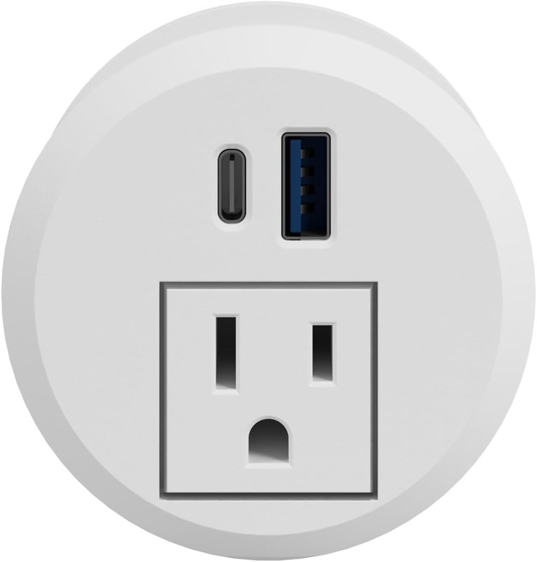 Bush Business Furniture 2-inch Desktop Power Grommet with AC Outlet and USB-A/USB-C Ports in Black, Computer Desk Accessories for Home and Professional Office