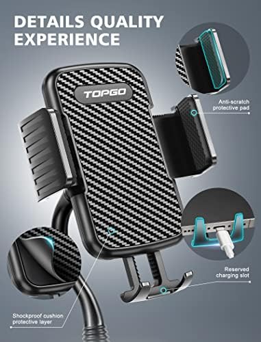 TOPGO [Upgraded] Cup Holder Phone Holder for Car, Car Cup Holder Phone Mount Universal Adjustable Gooseneck Cup Holder Cradle Car Mount for Cell Phone iPhone 14,Samsung,LG (Black)