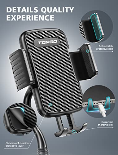 Topgo [Upgraded] Cup Holder Phone Holder For Car, Car Cup Holder Phone Mount Universal Adjustable Gooseneck Cup Holder Cradle Car Mount For Cell Phone Iphone,Samsung,Lg (Black) #TOP5