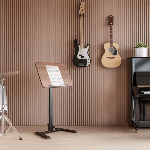 Image of alawooder 25 inch Mobile Folding Desk: Pneumatic Sit-Stand, No Assembly | 29-42 inch Height Adjustable Rolling Laptop Desk, Hidden Wheels, 0-90 Tilt Top. Ideal for Home Office, Craft & Study.