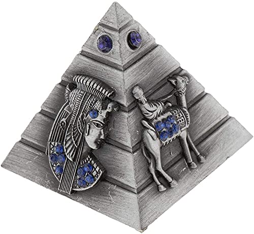 Joylern Pyramid Statue Egyptian Pyramid Figurine Alloy Building Statue Desk Ornament for Souvenir Gift - Silver Black, Size S