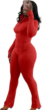 Women 2 Piece Outfits Tracksuit Long Sleeve Zip Up Jacket Leggings Sets