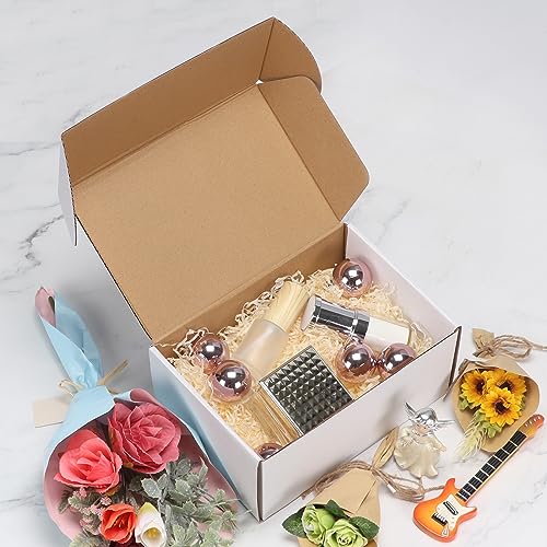 Image of RLAVBL 9x6x4 Inches Shipping Boxes Set of 25, White Corrugated Cardboard Box, Mailer Boxes for Packing Small Business