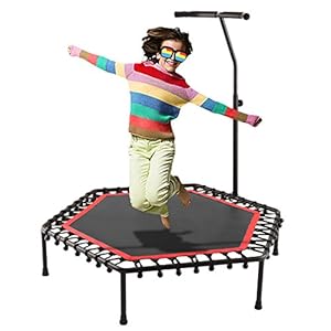 ANCHEER Fitness trampoline, mini-trampoline met verstelbare schuimrubberen handgrepen, indoor/outdoor springtrampoline, bungee, fitnesstrainer voor volwassenen en kinderen