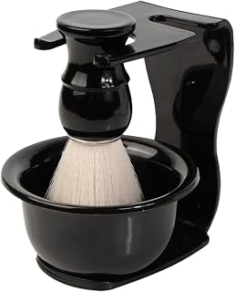 PRETYZOOM Men's Beard Shaving Brush Set with Shaving Foam Bowl and Razor Holder Lightweight Abs Nylon Grooming Kit for Home and Travel Professional