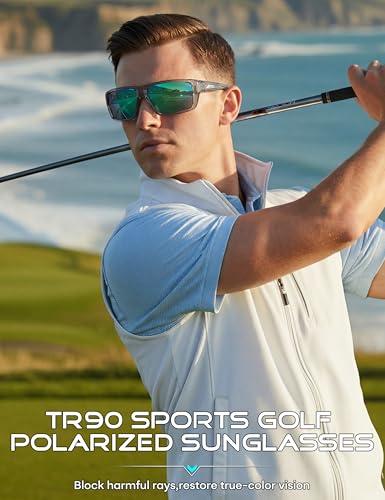 Image of ATTCL Polarized Sunglasses Men for Fishing: UV Protection Lightweight TR90 Sports Wrap Sun Glasses Driving Golf Running