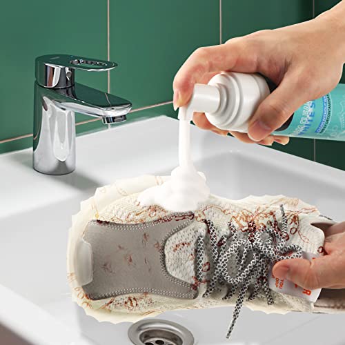 4 Pcs Foam Shoe Cleaner Kit Sneaker Cleaner Includes 7 Oz Bottle White Shoe Cleaner, 3 Pcs Shoe Cleaning Brushes And Cloth For Leather Canvas Sneaker And Mesh Shoes(3 Style Bristle, Cleaner Set A) #TOP1