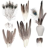 iplusmile 30個 小羽毛飾り 種天然羽根 オーストリッチ 花鴨 孔雀 翠鴨 野鴨 手作り工芸用アクセサリー ホームデコレーション向け